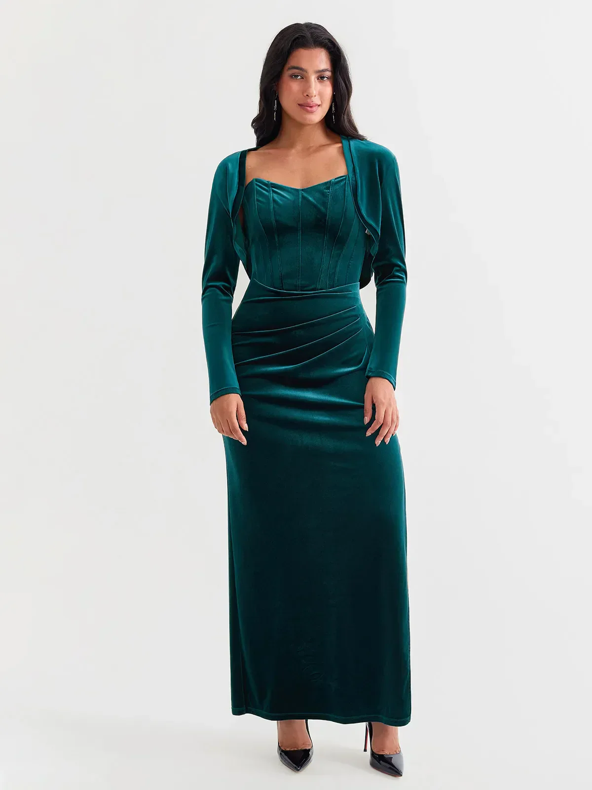 Velvet Long-Sleeve Shrug Bolero - Image 10