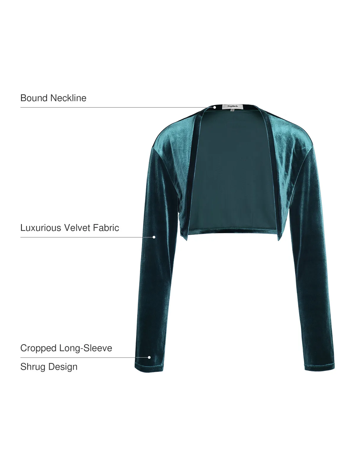 Velvet Long-Sleeve Shrug Bolero - Image 11