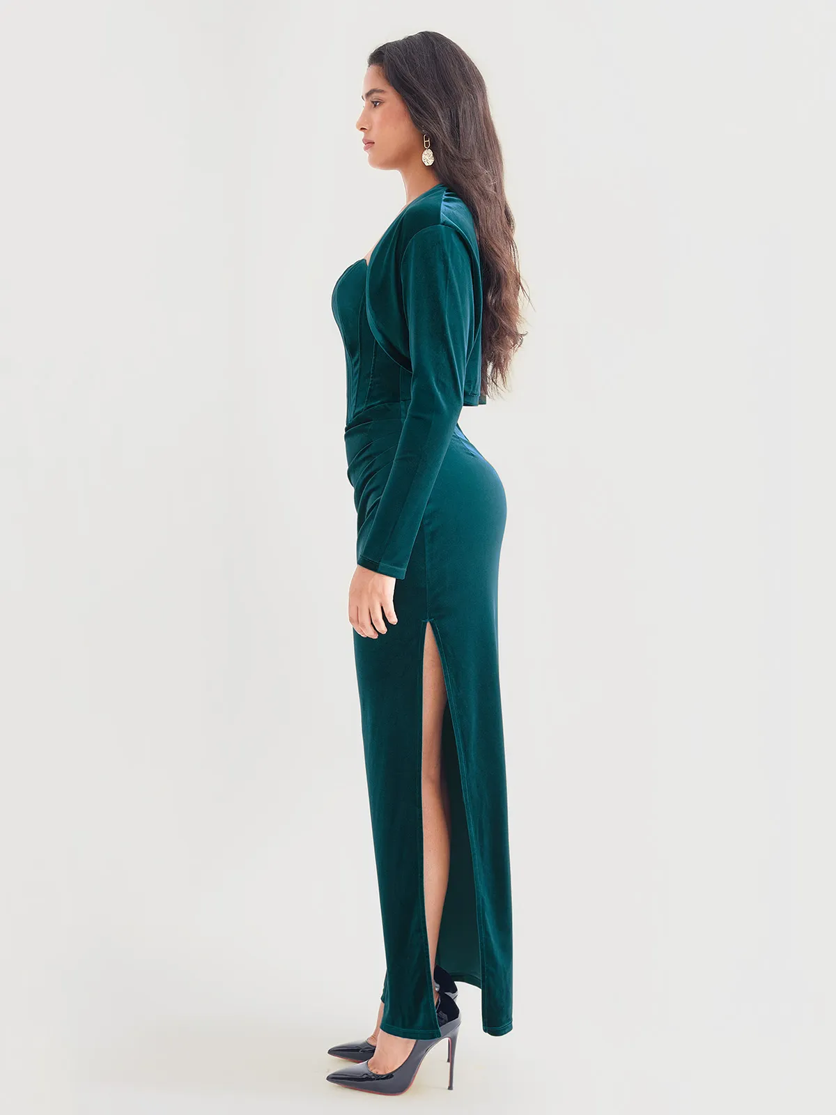 Velvet Long-Sleeve Shrug Bolero - Image 12