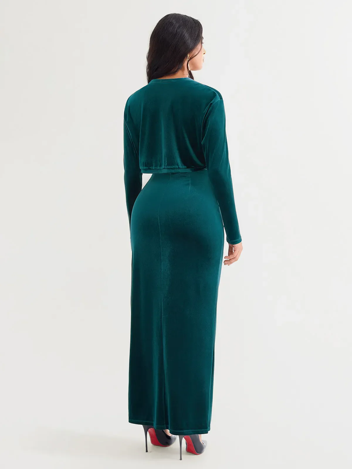Velvet Long-Sleeve Shrug Bolero - Image 13
