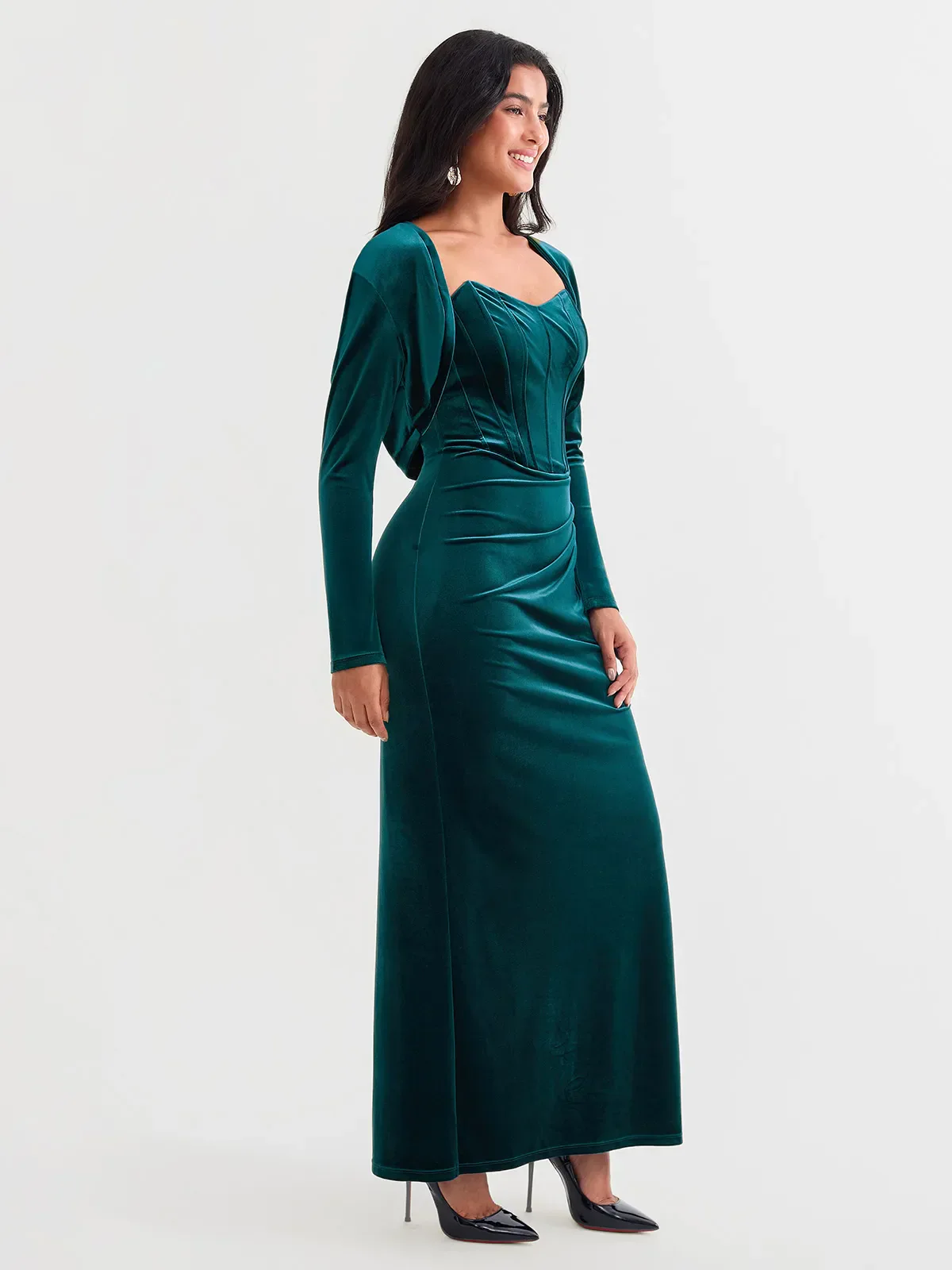 Velvet Long-Sleeve Shrug Bolero - Image 14