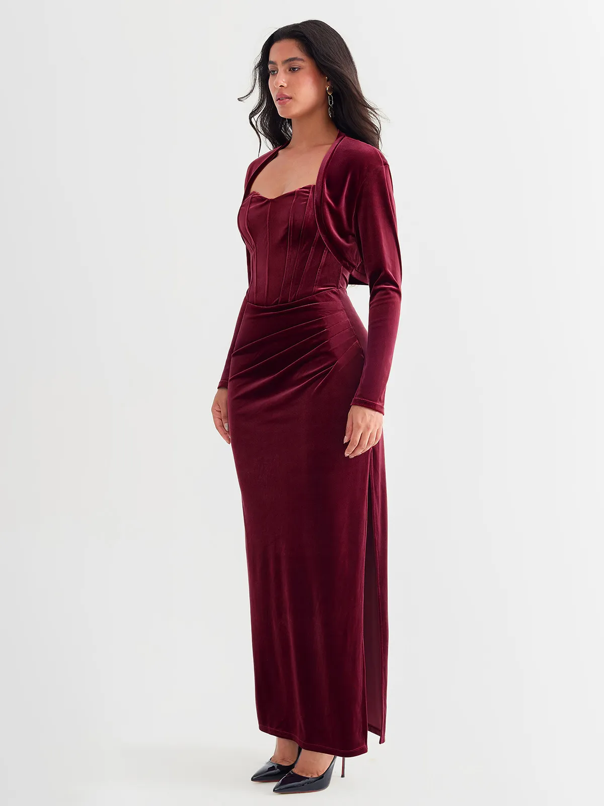 Velvet Long-Sleeve Shrug Bolero - Image 25