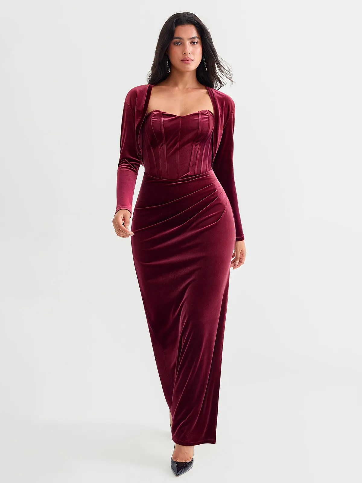 Velvet Long-Sleeve Shrug Bolero - Image 28