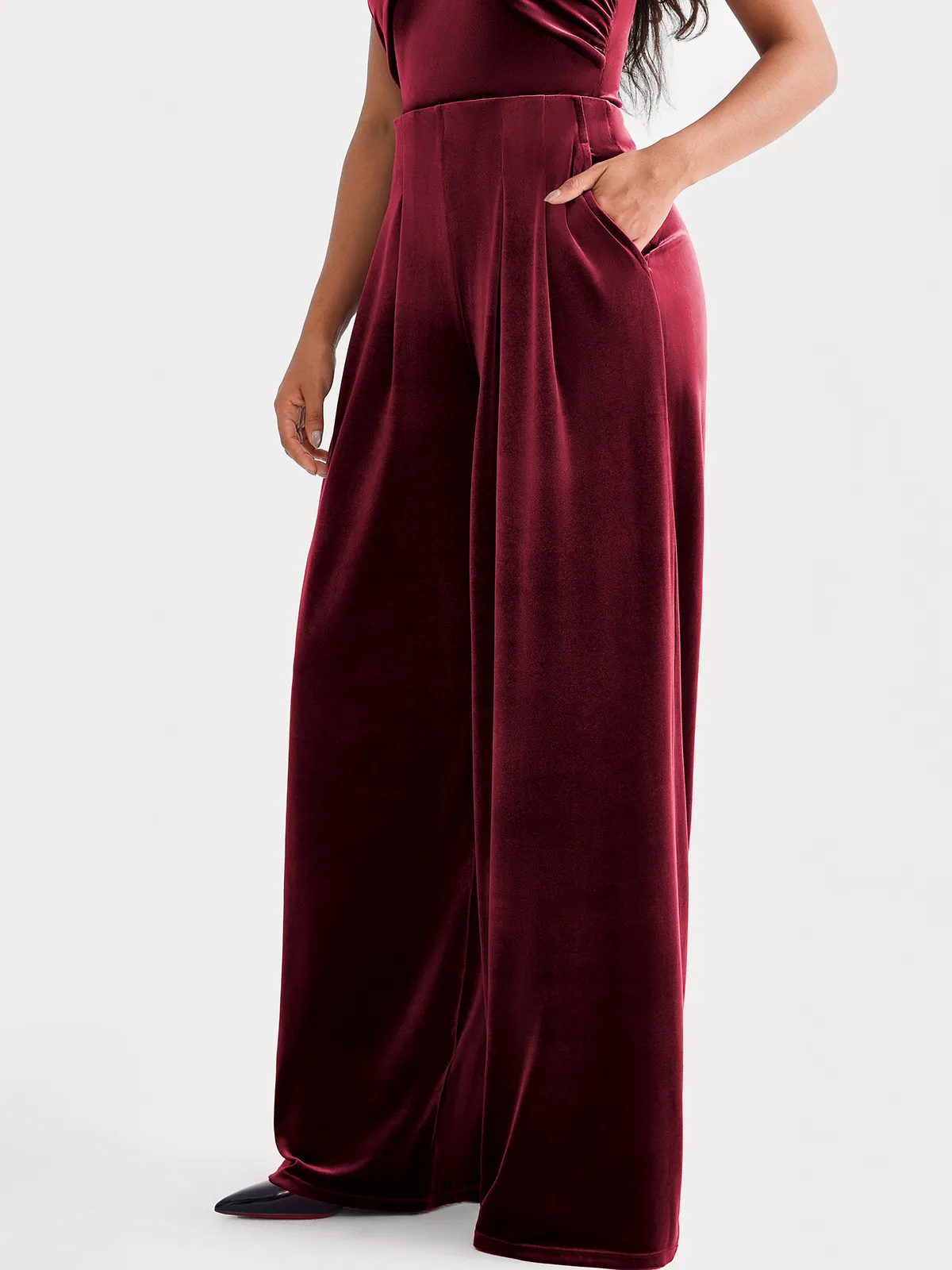 Velvet Wide-Leg Sculpting Trousers - Image 101