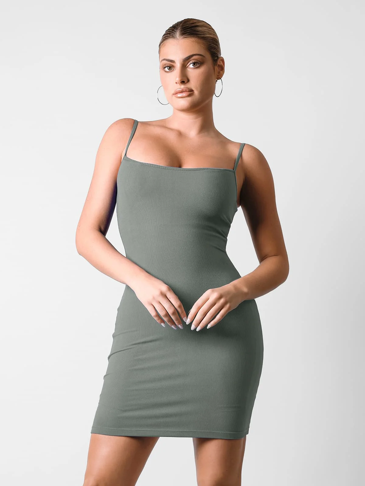 Shapewear Solid Modal Butt Lift Mini Slip Dress - Image 35