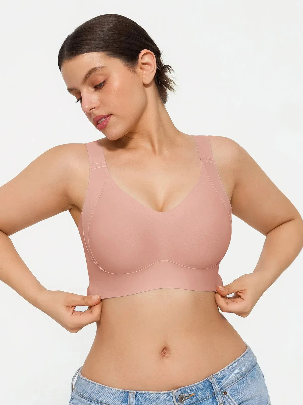 Wireless Wide Strap Everyday Supportive Push Up Comfort Bra - Image 3