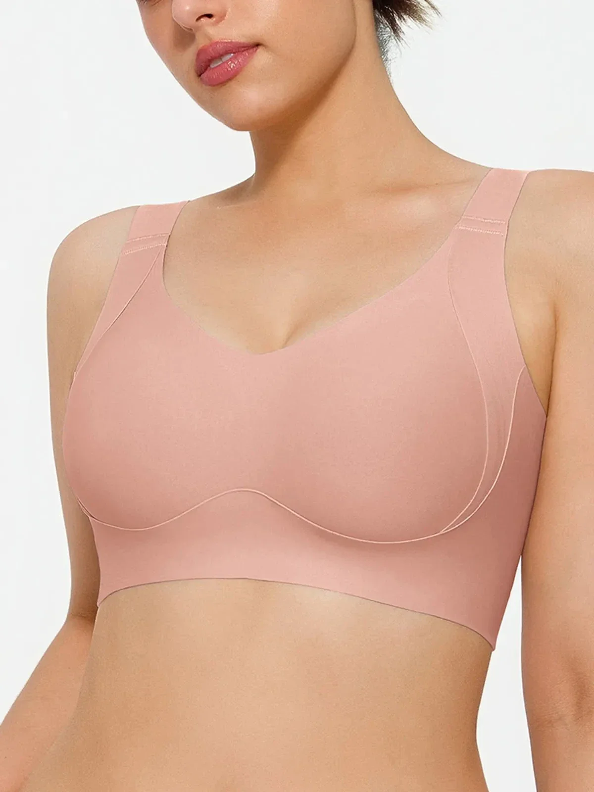 Wireless Wide Strap Everyday Supportive Push Up Comfort Bra - Image 4
