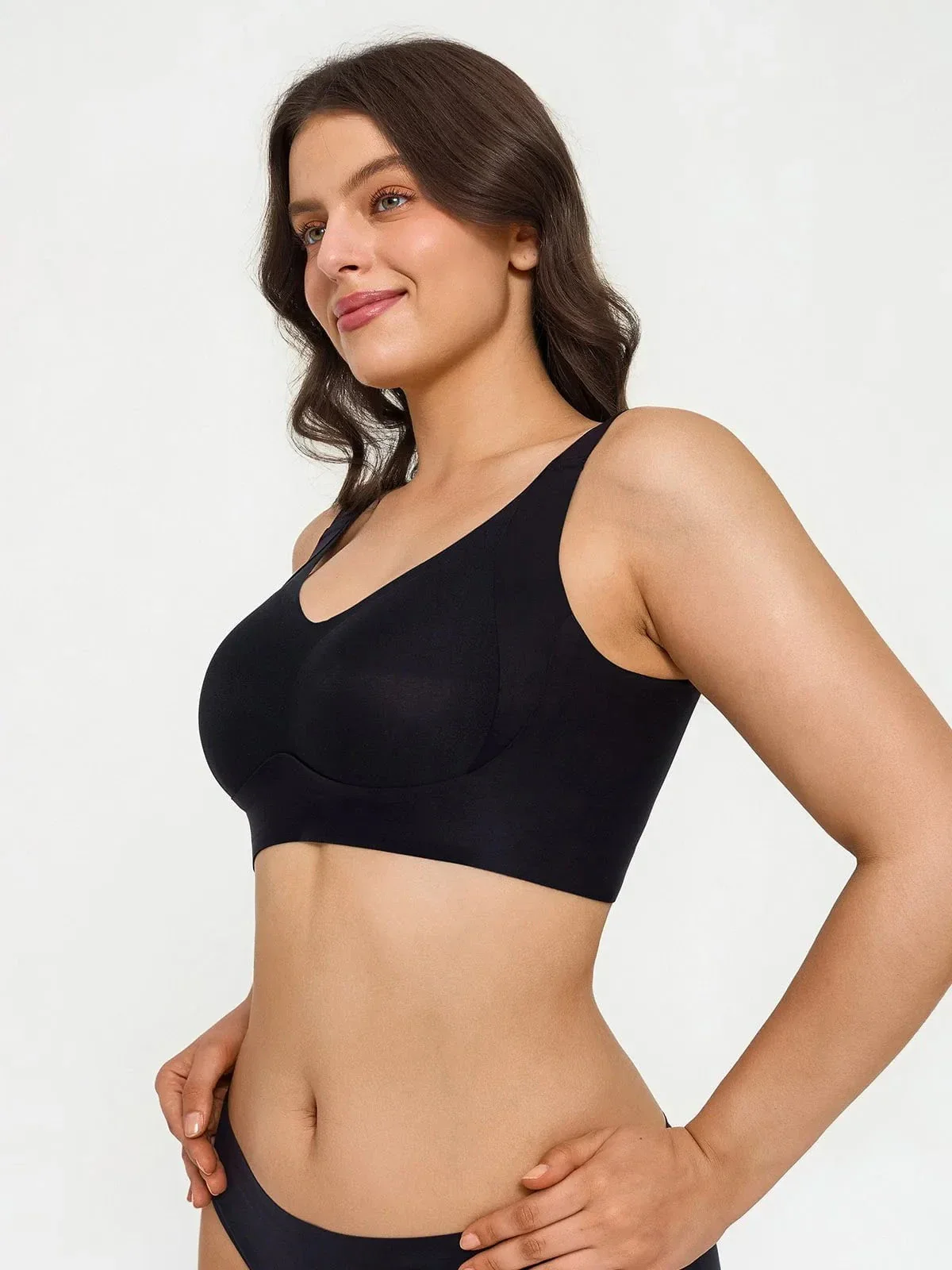 Wireless Wide Strap Everyday Supportive Push Up Comfort Bra - Image 9