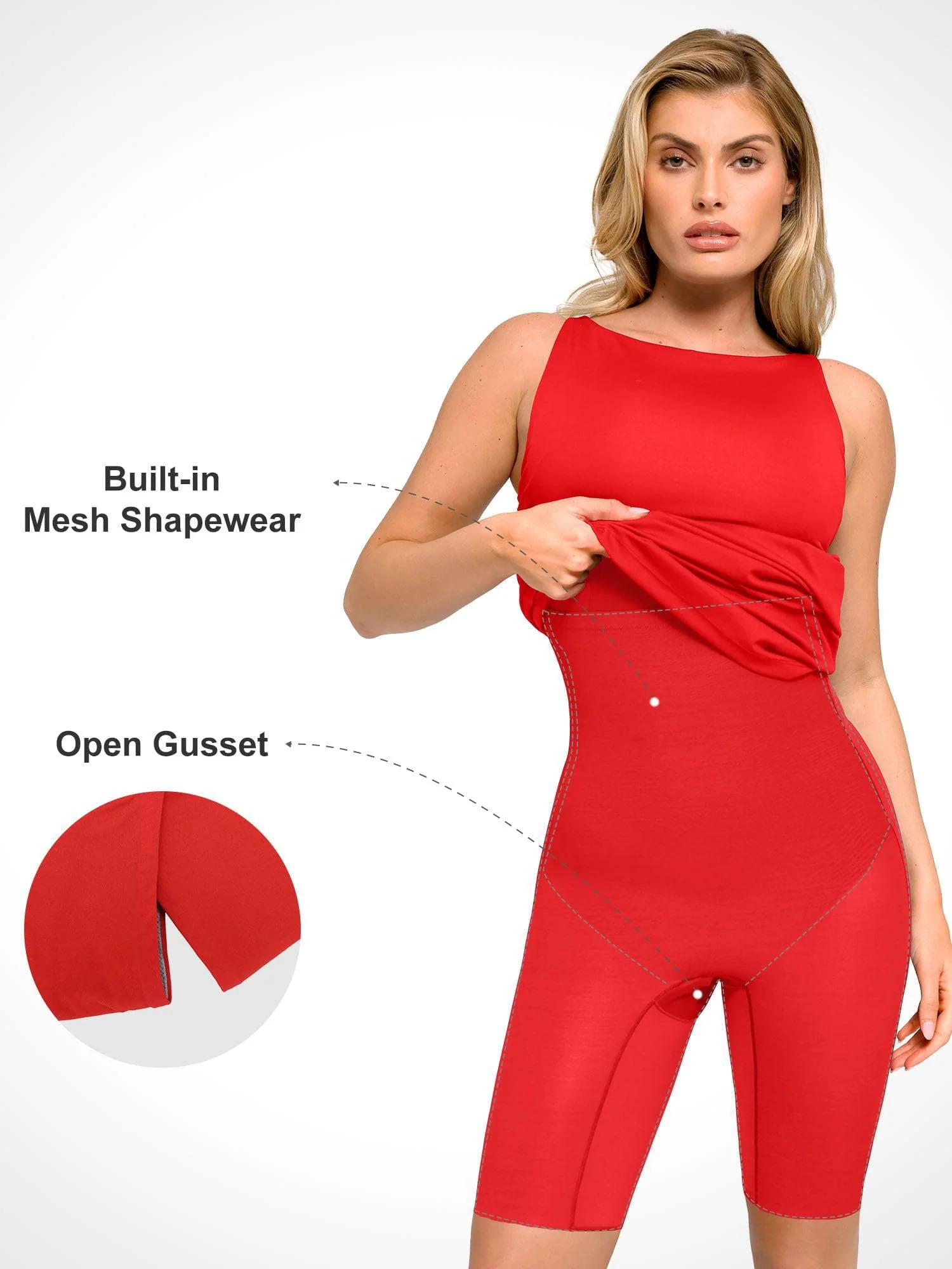 Shapewear Sleeveless Ruched Tummy Control Midi Work Dress - Image 2