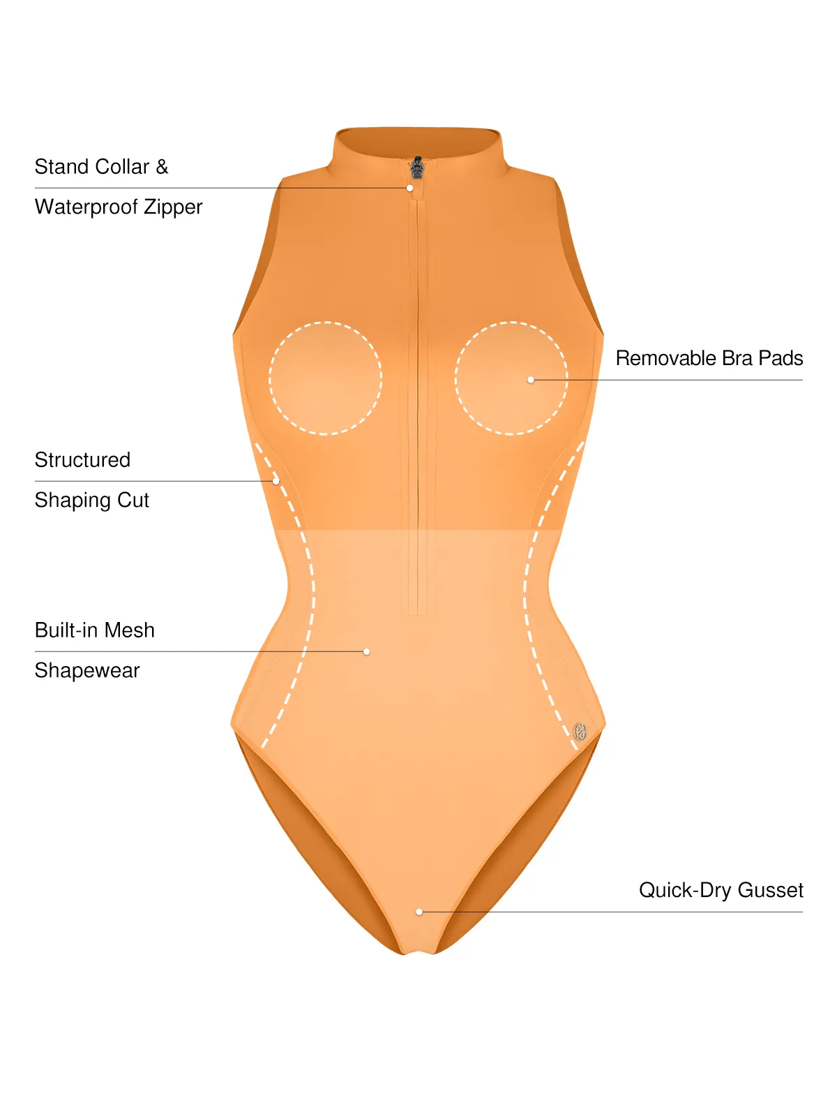 Zip-Front Waist Shaping Swimsuit - Image 14