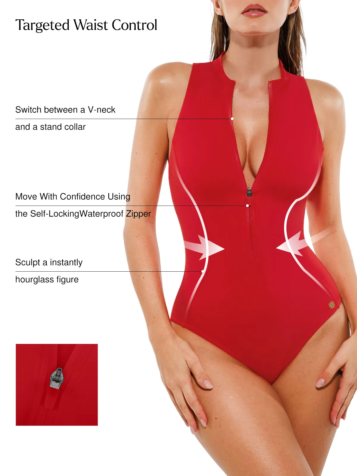 Zip-Front Waist Shaping Swimsuit - Image 26