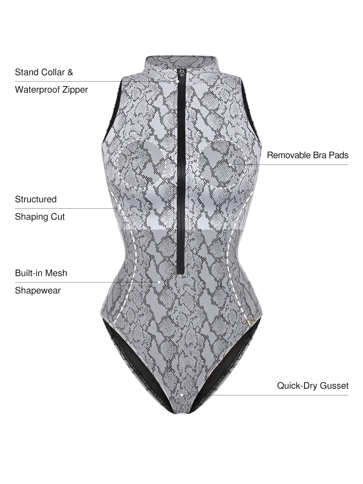 Zip-Front Waist Shaping Swimsuit - Image 36