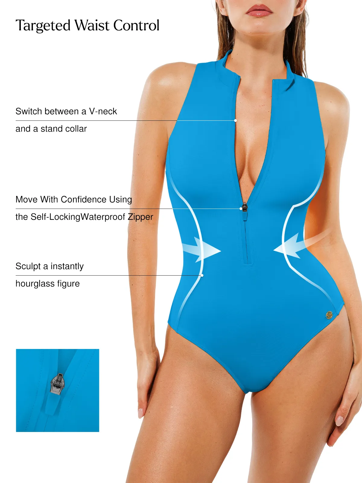 Zip-Front Waist Shaping Swimsuit - Image 6